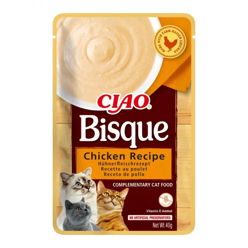 INABA Ciao Bisque zupa krem przysmaki dla kotów, z kurczakiem, wołowiną i rybą, 24 x 40 g