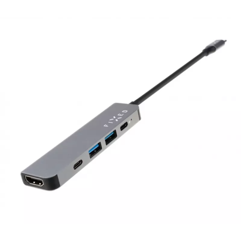 USB-C hub FIXED FIXHU-MN-GR 5-port mini for laptops and tablets