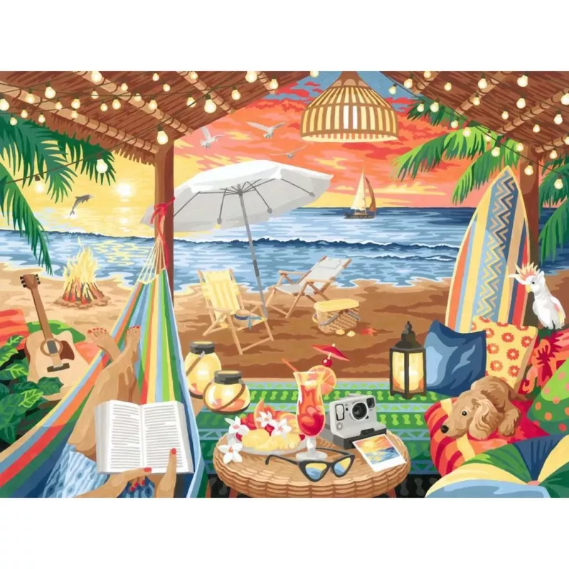 Zestaw do malowania puzzli Ravensburger Cozy Cabana 23911 — zestaw kreatywny do układania i malowania