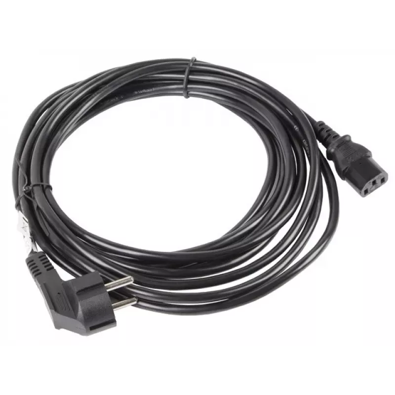Kabel zasilający LANBERG CA-C13C-11CC-0050-BK — 5 m, złącze C13 do CEE7/7, kątowe C13