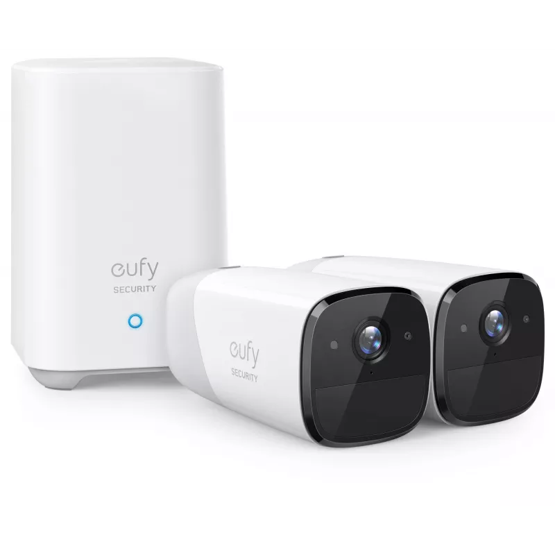 Eufy Security, eufyCam 2 Pro Bezprzewodowy System Kamer Bezpieczeństwa, Żywotność Baterii 365 Dni, Kompatybilność z HomeKit, Rozdzielczość 2K, Wodoszczelność IP67, Noktowizja, Zestaw 2 Kamer, Bez Opłat Miesięcznych