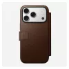 Skórzane etui z klapką Nomad Modern Leather Folio na iPhone 17 Pro — brązowe, pasuje do 6,3 cala (16 cm), 4 kieszenie na karty
