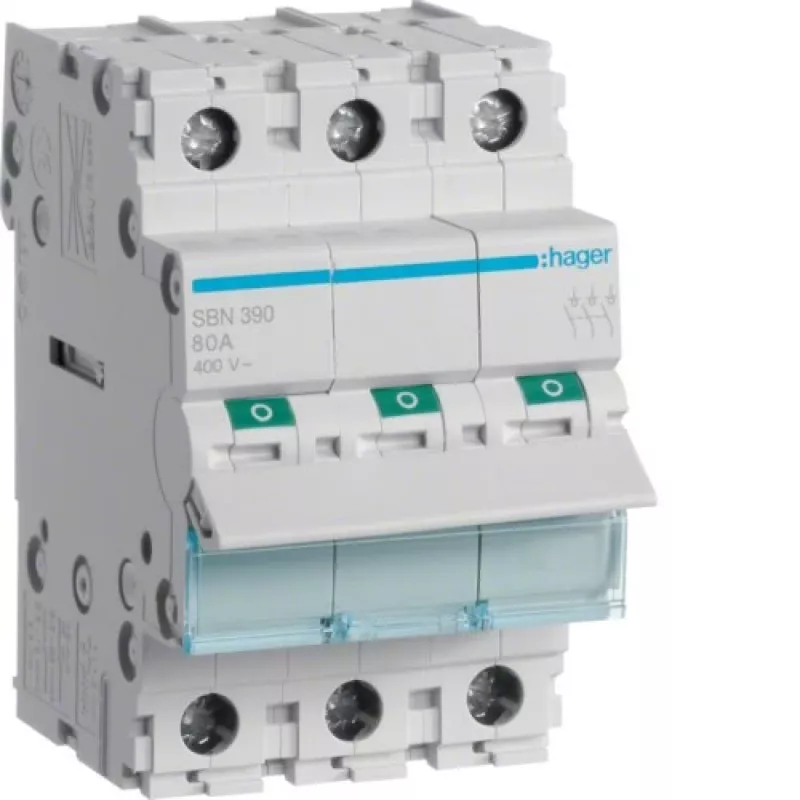 Wyłącznik nadmiarowoprądowy Hager SBN390 3 moduły 100A 440V