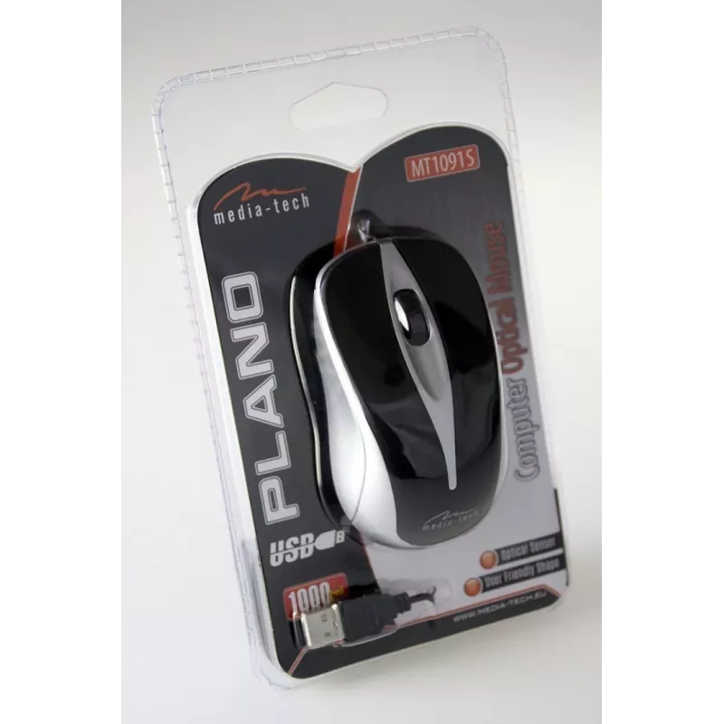 Media-Tech Plano USB Optyczna (Srebrna)