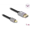 Kabel DeLOCK Mini DisplayPort na DisplayPort 8K 60 Hz 1 m szary metal bez zatrzasku