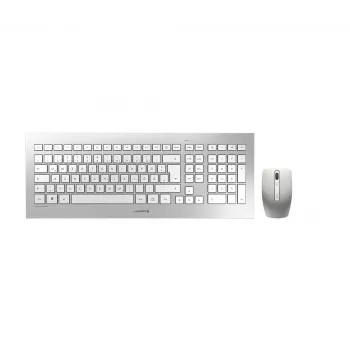 CHERRY DW 8000 klawiatura Mysz w zestawie Biurowa RF Bezprzewodowa QWERTZ Niemiecki Srebrny, Biały
