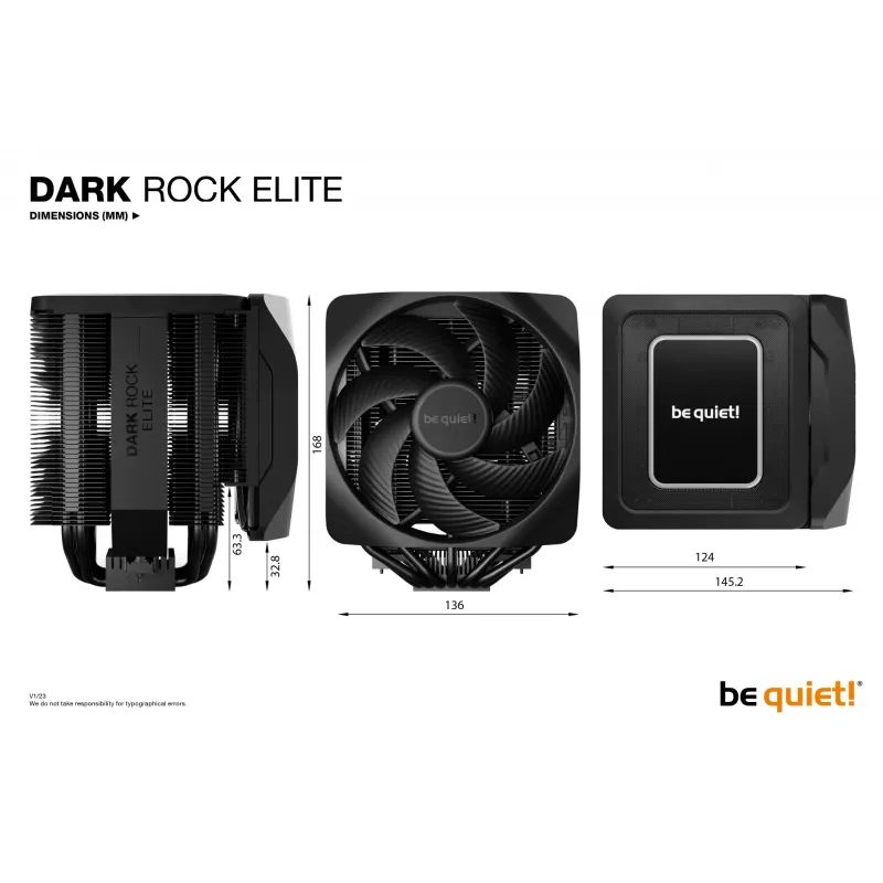 be quiet! Dark Rock Elite Chłodnica powietrza procesora 13.5 cm Czarny 1 szt.