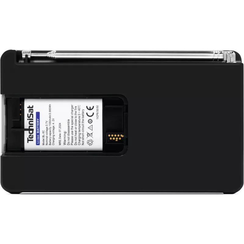 Przenośne radio TECHNISAT DIGITRADIO 1 A — DAB+/FM, wyświetlacz OLED, USB-C, słuchawki 3,5 mm, 1 W, czarny/srebrny