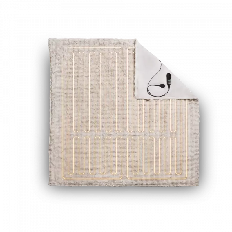 Duux Yentl Podgrzewany Koc Narzutowy, 200 x 200 cm | DXOB12 | Liczba poziomów grzania 9 | Liczba osób 1 | Możliwość prania | Pilot | Premium sztuczne futro | 200 W | Szary bąbelkowy