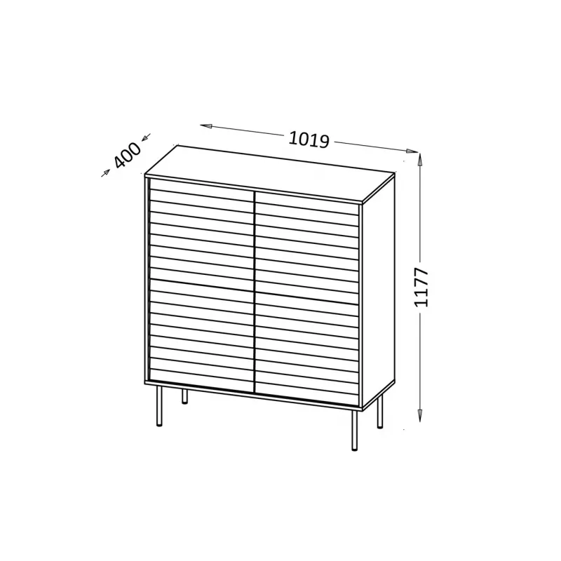 Komoda cama meble CORTINA 102x40x118 cm, czarna, korpus z płyty wiórowej, 16 mm, drzwi 18 mm