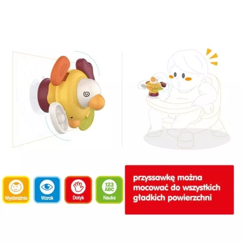 Pluszowa interaktywna sensoryczna kaczuszka Ascato 122946 — miękka faktura, kolorowy design