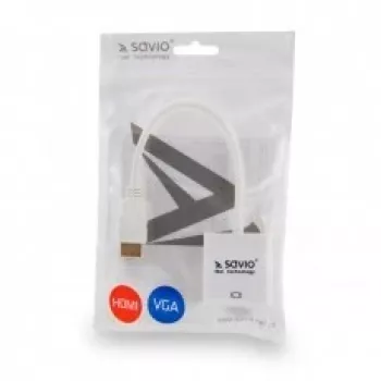 Adapter HDMI męski na VGA żeński SAVIO CL-201, HDMI A na VGA D-Sub, biały, 0,1 m, do 1920x1200