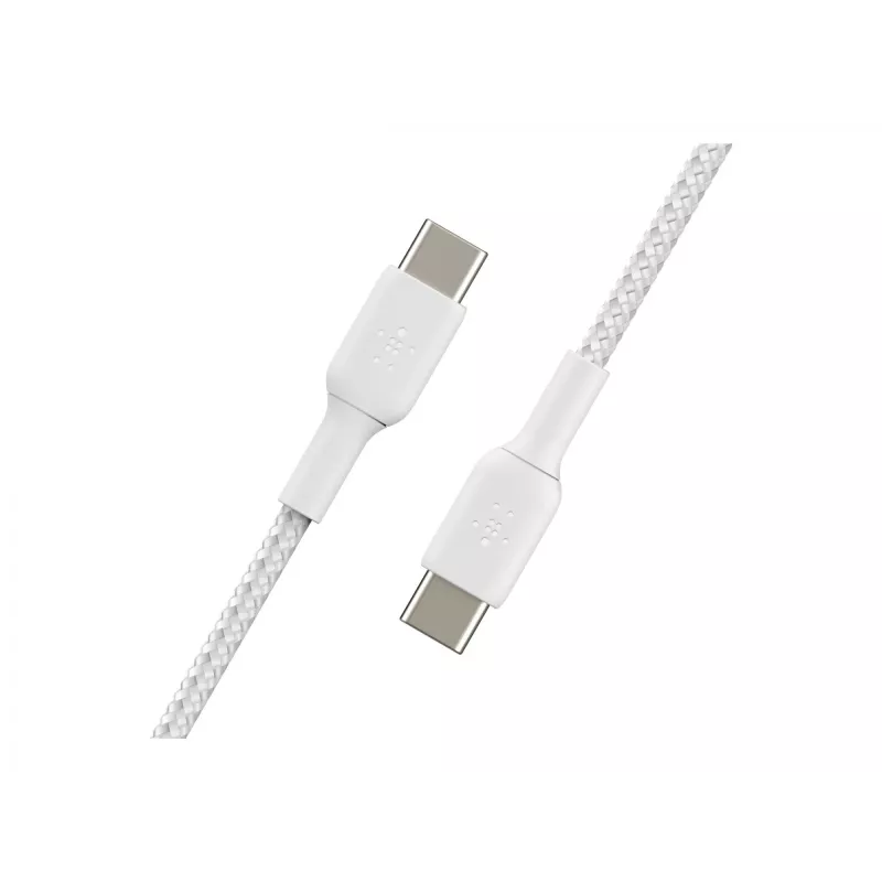 Kabel pleciony USB-C na USB-C 1m Biały
