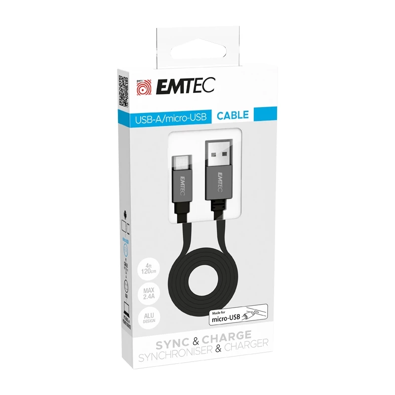 Kabel USB Emtec T700B 1,2 m USB-A – Micro-USB-B Czarny
