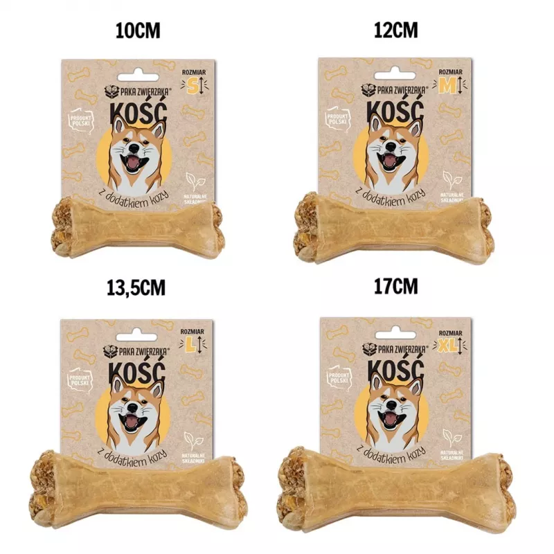 Przysmak dentystyczny dla psa PAKA ZWIERZAKA Bone z kozą M 12 cm 55 g — gryzak dentystyczny dla dorosłych psów, bezglutenowy i bezcukrowy