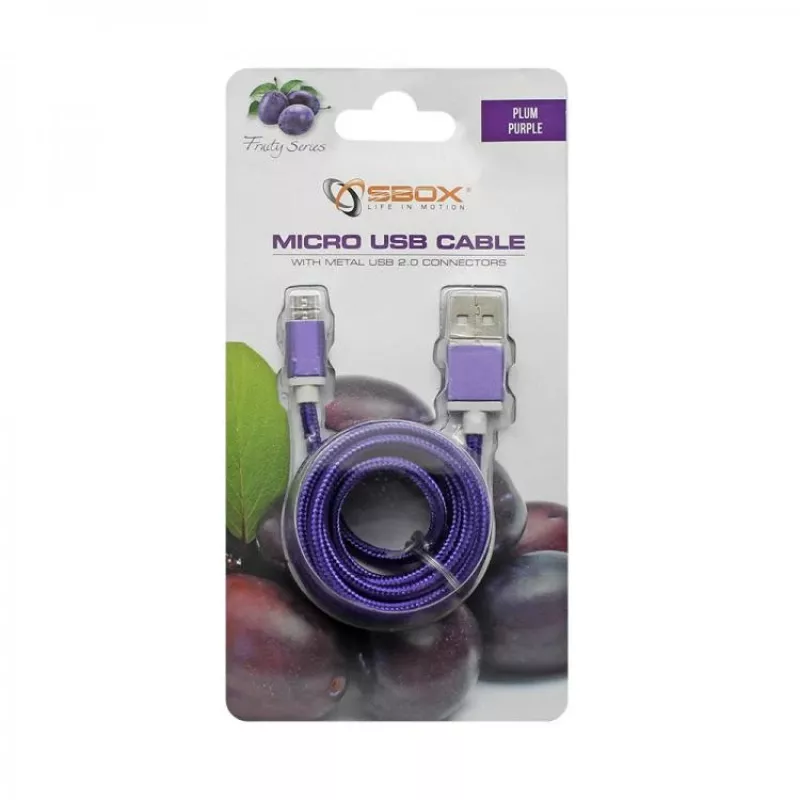 Sbox USB->Micro USB M/M 1m USB-10315U śliwkowy fiolet