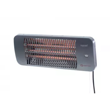 Kwarcowy grzejnik elektryczny SUNRED LUG-2000W — 2000 W, element z kwarcowego szkła, do użytku na zewnątrz, montaż na ścianie, IP24, czarny