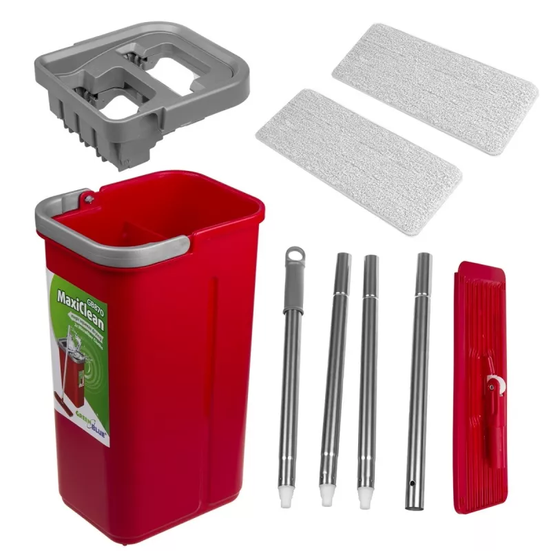 Zestaw mopa płaskiego GB870 MaxiClean z wiaderkiem 2 w 1 5,7L, system czyszczenia podłóg, obrotowa głowica 360°