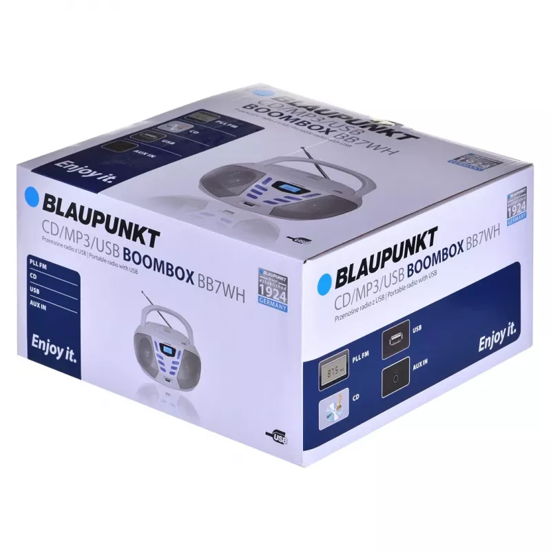 Przenośny system stereo Blaupunkt BB7-WH Cyfrowy 2,4 W FM Szary Odtwarzanie MP3