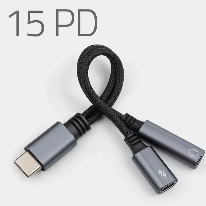 Adapter 2w1 USB-C USB-C Jack 3.5mm PD 15W