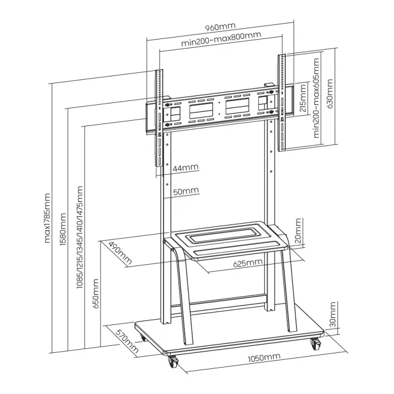 Uchwyt ścienny SBOX FS-1035 do wyświetlaczy 37–100 kg, płyta 800×600 mm