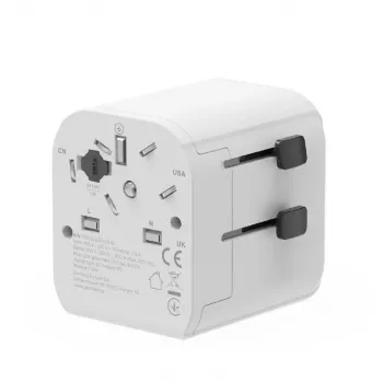 Uniwersalny adapter podróżny GEMBIRD TPA-EU2A12-01-W 12 W zasilacz USB do gniazdek międzynarodowych