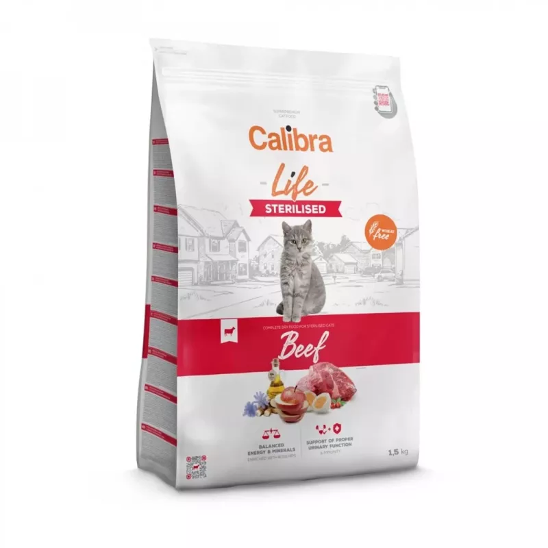 CALIBRA Cat Life Sterilised Beef - sucha karma dla kota - 1,5kg