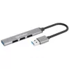 Manhattan USB-A 4-Portowy Hub, 4x porty USB-A (1x USB 3.2 Gen1 5 Gbps aka USB 3.0, 3x USB 2.0 480 Mbps), zasilany z portu USB (nie wymaga zewnętrznego zasilacza), Aluminium