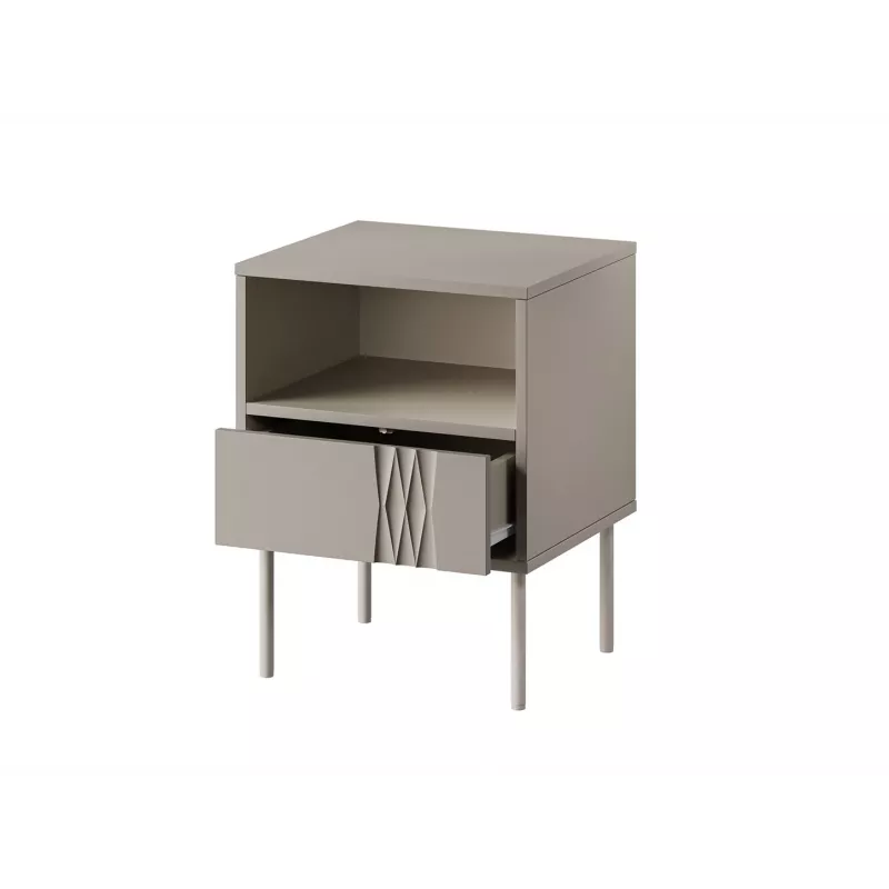 Bedside table set 2 pcs. cama meble TRESSE 44×40×53 cm, cashmere matt, 1 drawer, 16 mm frame