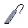 Stacja dokująca GEMBIRD A-CM-COMBO6-02 — przewodowa USB 3.2 Gen 1 Typ-C, HDMI, 1x USB-A, 2x USB 2.0, SD/MicroSD (≤128 GB), szara