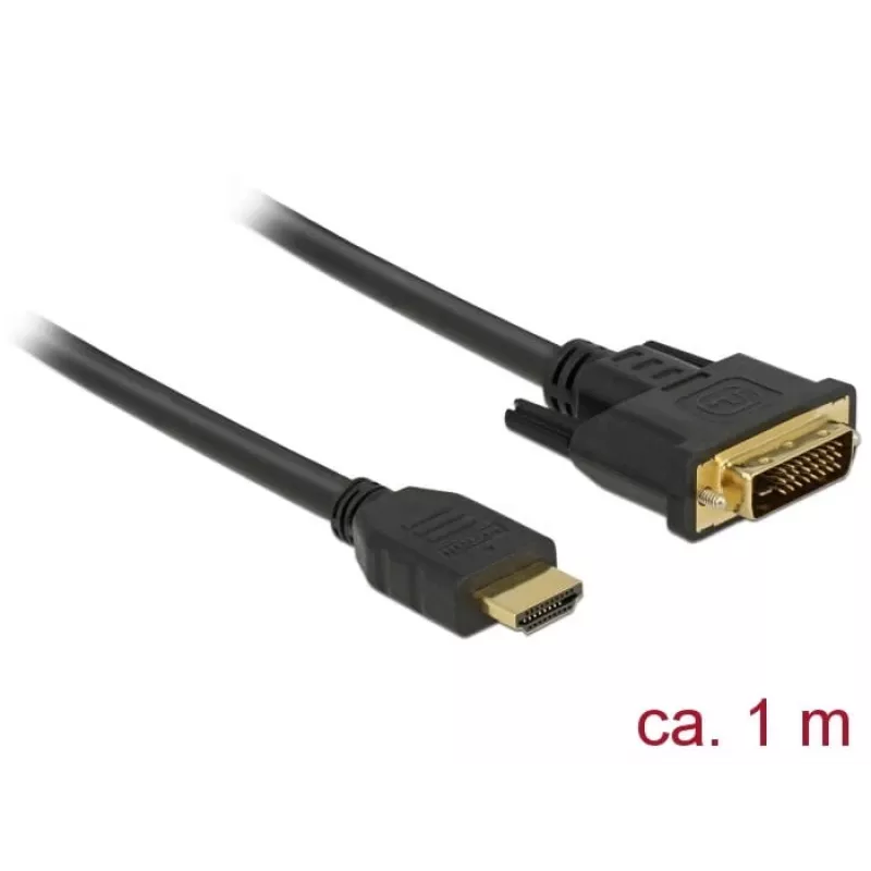 DeLOCK 85652 Przewód-Adapter Video 1 m HDMI Typ A (Standard) DVI Czarny (85652)
