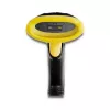 Ręczny czytnik kodów kreskowych QOLTEC 50867 — laserowy skaner 1D/2D, przewodowy USB, zasięg 600 mm, żółto-czarny