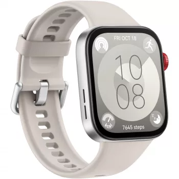 Huawei Watch Fit 3 - Stop ze stopu aluminium - Inteligentny zegarek z paskiem - Skóra - Biały - Rozmiar nadgarstka: 120-190 mm - Wyświetlacz 4,6 cm (1,82) - Bluetooth