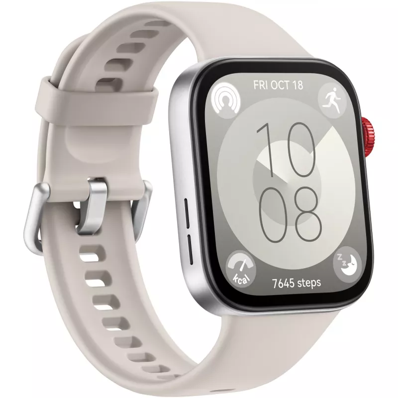 Huawei Watch Fit 3 - Stop ze stopu aluminium - Inteligentny zegarek z paskiem - Skóra - Biały - Rozmiar nadgarstka: 120-190 mm - Wyświetlacz 4,6 cm (1,82) - Bluetooth