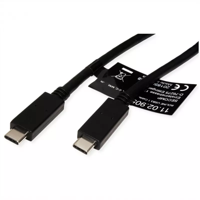 Kabel USB ROLINE 11.02.9056 0.5m USB 3.2 Gen 2 10 Gbit/s USB C Czarny