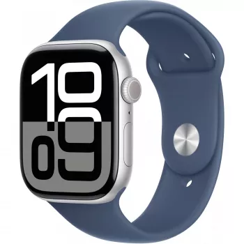 Apple Watch Series 10 GPS 46 mm srebrna aluminiowa koperta z paskiem Denim