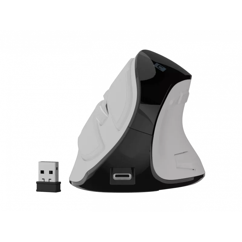 Bezprzewodowa mysz pionowa NATEC Euphonie Pro Bluetooth 5.0, 4000 DPI, programowalna, cicha, biała