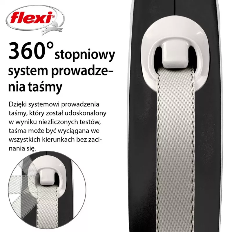 Flexi nowy COMFORT 8 m Czarny, Szary smycz automatyczna dla psa