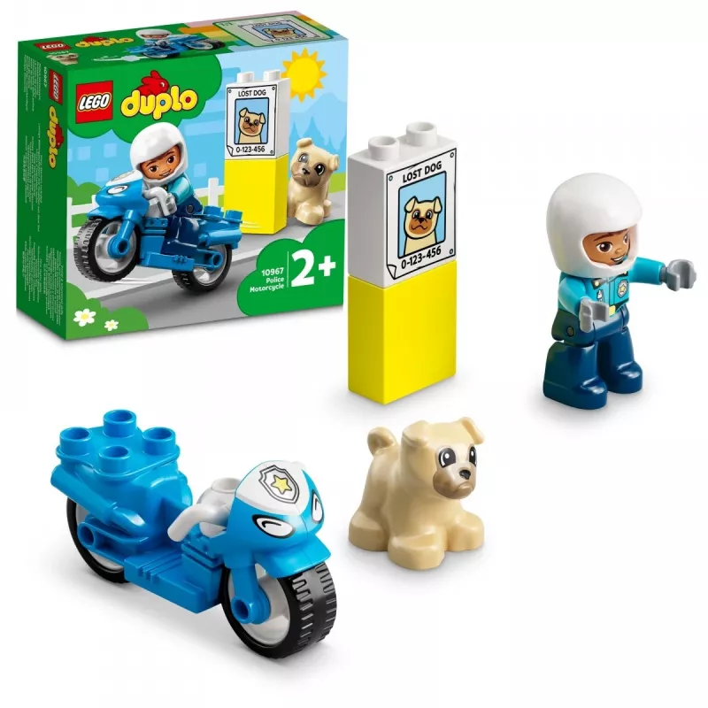 Zestaw do zabawy z motocyklem policyjnym LEGO Duplo Police 10967 z ruchomymi kołami i figurką policjanta