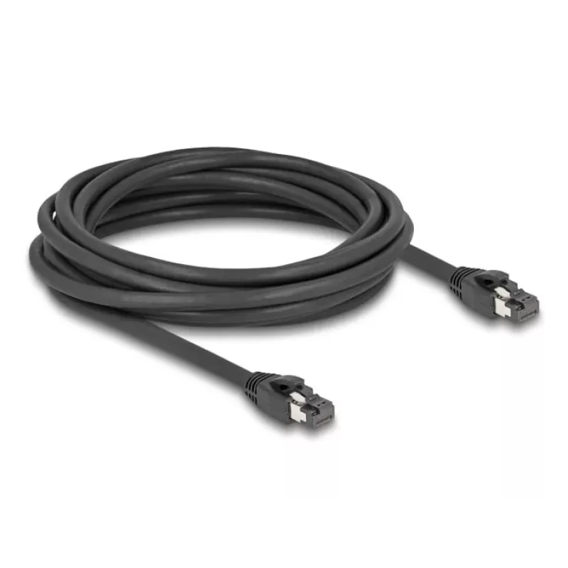 Delock - Kabel sieciowy - RJ-45 (M) do RJ-45 (M) - 5,0 m - 7,5 mm - S/FTP - CAT 8.1 - bezhalogenowy, Snagless, do 40 Gb/s szybkości transmisji danych - czarny (80236)