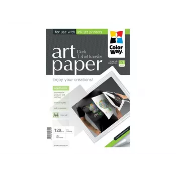 Papier transferowy do koszulek ColorWay PTD120005A4 — A4, 120 g/m², 5 arkuszy (do ciemnych tkanin)
