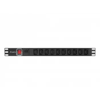 Listwa zasilająca LANBERG PDU-10I-0200-IEC-BK — 10× gniazd C13, kabel 2 m, 10 A, 2500 W, czarna