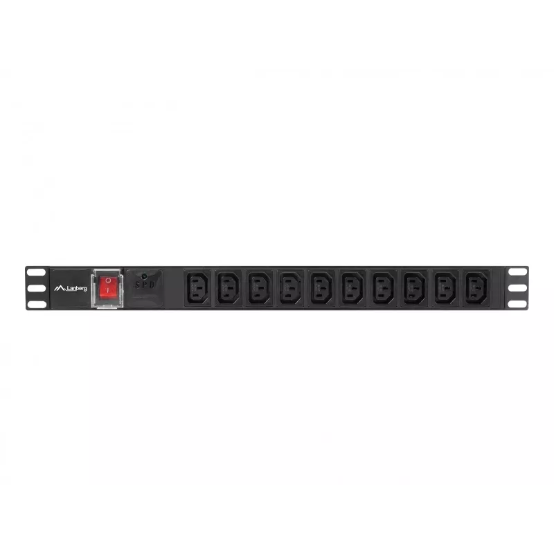 Listwa zasilająca LANBERG PDU-10I-0200-IEC-BK — 10× gniazd C13, kabel 2 m, 10 A, 2500 W, czarna