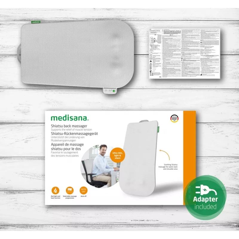 Medisana MC 600 Masażer pleców Shiatsu z funkcją ciepła, 24 W, 4 głowice, automatyczne wyłączanie po 15 min, wejście 12 V