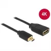 Przewód DELOCK HDMI Micro D Wtyk > Gniazdo HDMI A High Speed z Ethernet 3D 4K 20cm Premium Slim