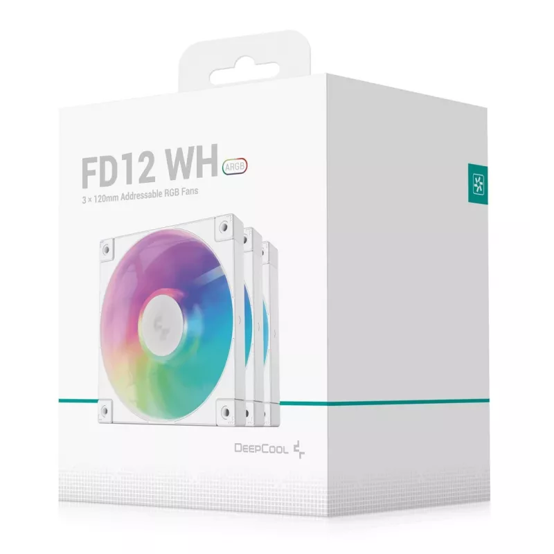 Wentylator DeepCool FD12 ARGB WH-3 w 1 12 cm Biały 3 szt. Maksymalne ciśnienie powietrza 2,56 mmH2O