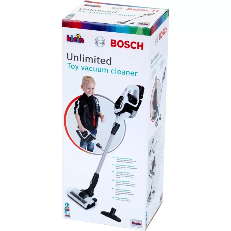 Theo Klein Odtwarzacz Odkurzacza Bosch Unlimited Czarny z funkcją Vortex i dyszami dla dzieci w wieku 3+ lat