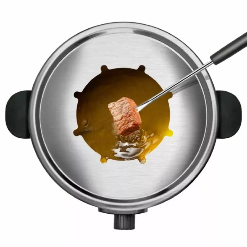 Zestaw do fondue Taurus FF2 2 l na 8 osób, obudowa ze stali nierdzewnej, 1000 W, 230 V, czarno-srebrny