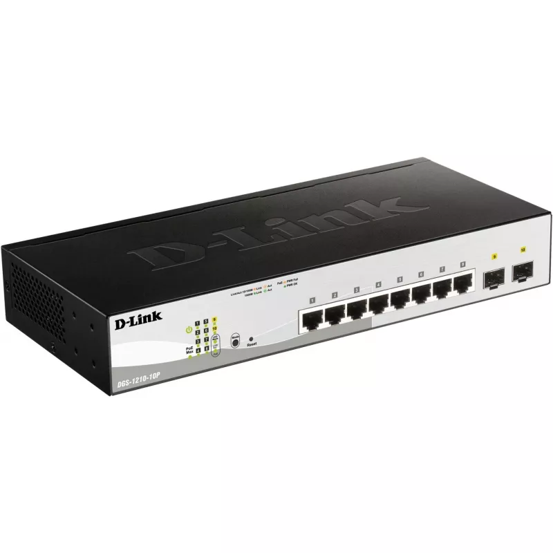 D-Link DGS-1210-10P Zarządzany przełącznik L2 Gigabit Ethernet (10/100/1000) Power over Ethernet (PoE) 1U Czarny
