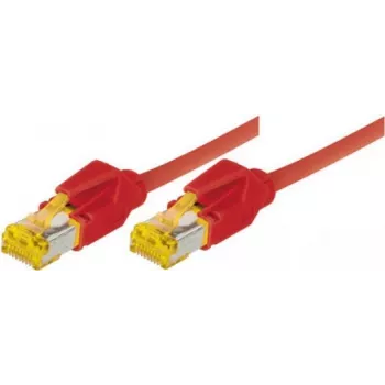 Tecline Premium - kabel krosowy - RJ-45 (M) na RJ-45 (M) - 50 cm - SFTP, PiMF -Cat.7 przewód instalacyjny (kabel) / CAT 6a (porty) - ekranowany, bezhalogenowy, bez zaczepów - czerwony (70700R)